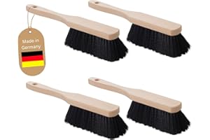Novaliv 4er Set KUNSTBORSTEN SCHWARZ Handfeger Holz Besen weiche Borsten geeignet für Kehrgarnitur Camping Handfeger Auto Besenbürste - Schneebesen Auto Hand Brush Handbesen Holz Kehrblechbesen
