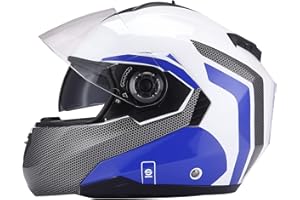 Casco Modulare Moto con Doppia Visiera Sparco Riders SP505 | Casco Moto Integrale Omologato ECE con Visiera Doppia Antigraffio | Casco Moto Modulare Uomo & Donna| BIANCO / BLU | XL
