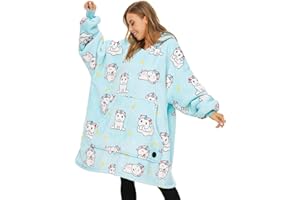 THREE POODLE Felpa Coperta Oversize con Cappuccio, Felpa Gigante Coperta Indossabile con Maniche, Coperta con Cappuccio Ultra Morbida e Calda, Cozy Hoodie Felpa Pile per Donna,Uomini e Bambini, Regalo