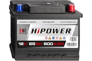 HR-POWER HR HiPower Blei-Säure 65Ah 12V 600A/EN Autobatterie mit bewährter Calcium-Calcium-Technologie (Ca/Ca)