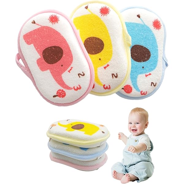 HUVZOR 6 Pcs Éponge De Bain Bébé Enfant,Doux Éponges Hydrophiles Konjac
