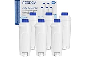 FERRGIA 6 Piezas Cafetera Filtros Agua,Compatible con DeLonghi DLSC002,SER3017,5513292811–Compatible ECAM,ETAM,Rivelia,Magnifica S/Evo