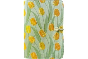 ipoul A5 Binder 6 Ring, Flower Embroidered Journal, Refillable Notebook, A5, Fabric Cover, 6"x8", Blank Paper, Sketchbook, Travel Journal for Women, Planner Binder, Tulip Flowers