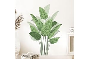 Tanlaby Stickers Muraux Plante Tropicale Autocollants Muraux Plante Verte Sticker Mural Feuilles de Plantes Vertes Amovible Stickers pour Salon Chambre Bureau Canapé Fond TV Décoration Murale