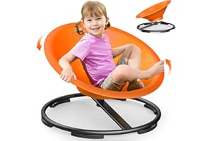 TERRAMUS Large Sensory Spinning Chair, 360° Swivel Chair for Toddler, Spin Seats for autistic Children, Kids Balance Toys, Autism Adhd Seat,Play Equipment Relief Motion Sickness for Boys Girls(Orange)