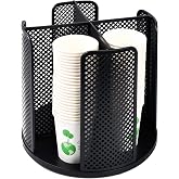 Wisebom Rotating Cup and Lid Organizer with 4 Compartments, Countertop Storage Holder, Coffee Cup Dispenser, Coffee Cup Dispe