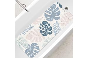 SHUCHING Alfombra Bañera Antideslizante, Alfombrilla Antideslizante Ducha, Resistente al Moho y Lavable a Máquina Sin BPA, Hoja Boho