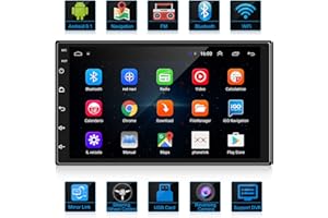ANKEWAY 7 Pulgadas Android Radio de Coche 2 DIN, 1080P HD Pantalla Táctil Car Stereo+Llamadas Manos Libres Bluetooth+WiFi+Navegación GPS+Cámara de Visión Trasera+USB Doble+Reproductor de Internet