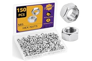 ZERDANS M5 Hex Nuts, 150Pcs Hardware (18-8) 304 Stainless Steel Metric Nuts Set, Assorted Hardware Sets for Bolt for Furniture, Automotive, Industry and Construction