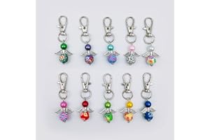 WITGIFT 30 Stück Schutzengel Schlüsselanhänger Engel Charme Perlenengel Anhänger für DIY Hochzeit Schmuck Halskette Basteln