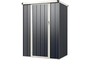 COSTWAY Trädgårdshus metall, utrustningsskjul med gångtak och låsbar dörr och lås, 117 x 89 x 162 cm trädgårdsskjul utomhus