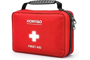 HONYAO Första Hjälpen Kit 221 Styck, Complete First Aid Kit för Hem Arbetsplats Bil Sport Husvagn Resor Camping Vandring