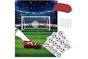 WERNNSAI Pin The Soccer on The Goal - Soccer Party Games 71cm x 53cm Poster with 24 PCS Reusable Soccer Stickers Sports Birthday Party School Activities Classroom Games for Kids Boys