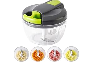 HSIULMY Manual Food Chopper Pull String, 520ml Hand Shredder, Multi-Function Vegetable Chopper Shredder,Garlic Press, Suitable for Onions Garlic Peppers Carrots Fruits