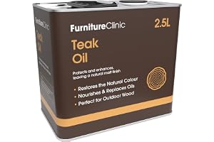 Furniture Clinic Teakolja för utomhusbruk - skydd för trädgårdsmöbler - återställer trä, förhindrar torkning - snabbtorkande - naturlig matt finish - 2,5 l