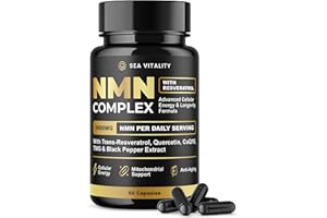SEA VITALITY NAD Booster Complex with Resveratrol, Quercetin, CoQ10 & TMG | High Strength Cellular Energy & Longevity Support | NAD Supplements UK | 60 Vegan Capsules | Mitochondria & Healthy Aging Support