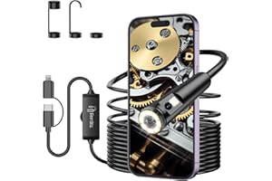 Kamera inspekcyjna endoskopowa z dwoma obiektywami, 1920P HD Ferdiiz Boroskop, półsztywna kamera wężowa 5 m, 8 regulowanych diod LED, wodoodporna kamera spustowa IP67, fajne gadżety, narzędzie do