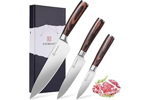 KEEMAKE Couteaux de Cuisine Set Professionnel en Acier Inoxydable, Couteau Cuisine Office Chef Universel Multifonction pour Viande Légume Restaurant