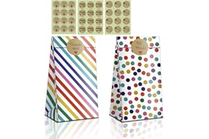 XIANGLONGY 30 torebek na prezenty, torebek urodzinowych dla dzieci z 36 naklejkami, woreczki na prezenty dla dzieci, woreczki urodzinowe, używane do pakowania prezentów, cukierków i ciast.