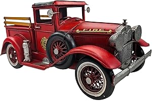 YCHTEWY - Decorazione natalizia in ferro classico con camion rosso pick-up da collezione, decorazione natalizia per camion in metallo, miscela unica di decorazione vintage, rustica, camion da fattoria