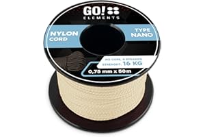 ‎GO!ELEMENTS GO!elements Nano Cord | Maurerschnur | filigran, dünn & extrem stabil | 100% Nylon Seil | ø 0,75mm - Kernlos - Max. 16 KG - reißfest | Reepschnur für DIY, Camping | Nylonschnur | Kordel