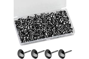 YIBAIJIA 320 Stück Polsternägel, Polster Reißzwecken, Möbel Nägel Vintage für Sessel, Möbel, Bett, Dekornagel - 11x17 mm (Schwarz)
