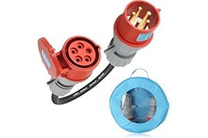 DARKGUARD CEE Adaptador de 32A a 16A 5 Polos para Vehículos Eléctricos, 400V Adaptador de Alta Corriente H07RN-F 5G 2,5mm² Cable 58cm IP44 EN60309 Homologation