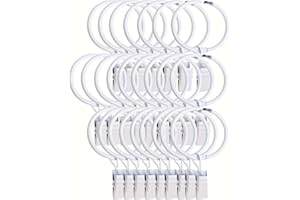 HISXUS 35 Pcs Openable Curtain Clips with Rings White 1.5Inch Strong Metal Decorative Curtain Clip, Rustproof Drapery Open Clip Rings Curtain Rod Clips Hangers for Bathroom, Living and Guest Room