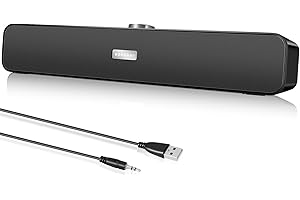 Aiseeok Casse PC, Altoparlanti per Computer, Bluetooth Computer SoundBar con Potente Stereo, 3,5 mm Jack, Alimentazione USB, Altoparlante Multimediale per Computer, Portatile, TV, Tablet, Smartphone