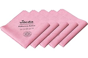 Vileda Professional 5x PURmicro Active microfibre cleaning cloth red | reusable and streak-free | colour-coded | 35×38 cm | machine washable | ideal for hygiene-compliant businesses
