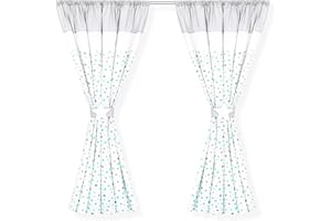 Amilian Kinderzimmer Babyzimmer Vorhänge Vorhang 2er Set mit Schlaufen und Raffhalter Baby Kinder Gardinen, 2 x 155x155 cm für Mädchen oder Junge (V39)