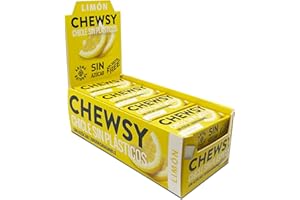 Chewsy - Chicles de Limón Sin Azúcar - Pack de 12 Unidades de 15 g - Ayuda a Proteger tus Dientes - No Contiene Plástico, Edulcorantes y Aromas Artificiales - Chicles Naturales