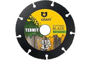 GRAFF Termit Disco de Corte para Madera 115 mm - Disco Amoladora 115 para Cortar Madera, Laminado, Plástico - Carburo de Tungsteno Disco de Corte para Amoladora Angular
