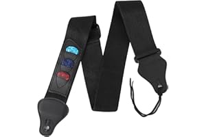 Fagent Gitarrengurt Verstellbarer Gitarren-Gurt mit Lederenden, Gitarrenband verstellbar von 35 bis 57 Zoll mit 3 Gitarre Plektren für E-Gitarre, Westerngitarre, Akustikgitarre und Bass