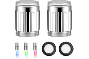 ICYWINK 2 Stück LED Wasserhahn, LED Wasserhahn Armatur Licht mit Temperatur-Sensor, 3 Farben Wasserhahn Aufsatz Küche, temperaturempfindliche, LED Wasserhahn für Restaurants, Häuser, Küche und Badezimme