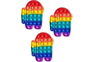 BUYVERSE Lote de 3 Juguetes Fidget para estallar Burbujas de Silicona, Tipo sensorial, antiestrés, Multicolor, Modelos Astronauta