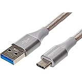 Amazon Basics, USB-Kabel mit doppelter Nylon-Schirmung, Typ C auf Typ A, USB 3.1 Gen 2 (USB-IF-zertifiziert), unterstützt hoh