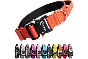 TSPRO Premium Hundehalsband mit Griff Dickes Verstellbares Hundehalsband Schwere Ausführung Schnellverschluss-Metallschnalle Hundehalsband für kleine oder mittelgroße bis extra große Hunde(Orange-M)