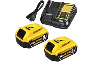 2Pcs Repuesto para DeWalt Batería 18V 5.0Ah DCB182 DCB180 DCB184 DCB200 DCB182 DCB181 DCB201+para Dewalt Cargador 18V 3A Herramienta Batería Goodexo