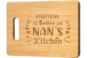 CHERIGIFT Nan Gifts, Nan Birthday Gifts - Bamboo Cutting Board with 'Everything is Better in Nan's Kitchen' Engraving - Funny Kictchen Gifts for Nan, Thoughtful Nan Present for Birthdays/Mothers Day/Christmas