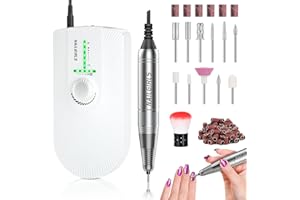 Electric Nail Drill, NAILGIRLS Portable Rechargeable Nail Drill Machine 35000RPM Professional Manicure Pedicure Nail E File Kit with 11 Bits Electric Nail Files for Acrylic Nails and Gel Nails