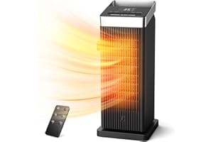 OMISOON Calefactor 2000W, ECO Termostato Ajustable, PTC Calefactor Bajo Consumo, 90°Oscilación, Temporizador 24H, Ajuste de viento, Protección múltiple, Control remoto, 4 Modos, Hogar, Oficina