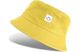 Voqeen Sombrero de Pescador, Sombrero de Cubo para Mujer Cara Sonriente para Hombres Mujeres Pesca Unisex Gorra de Playa al Aire Libre 56-58cm