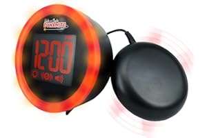 Geemarc WAKE 'N' SHAKE Dynamite - 95dB Loud Alarm Clock with Bright Flashing Light, Bed Shaker and Snooze Function - USB Charging Port - For the Hard to Wake, Hard of Hearing and Deaf - UK Version