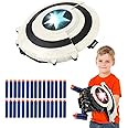Moonmen Nerf Gun for Shield Dart-Blasting Toys for Guns-Toys for Superhero 6 7 8 9+ Year Old Boys,Kids Roleplay Toy with Lights, with 20 Darts (White)