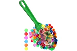 Dacefloy Juego de bingo magnético 1 barra magnética y 6 colores, 100 fichas de anillo de metal transparente para marcas de juego, suministros de matemáticas (verde)