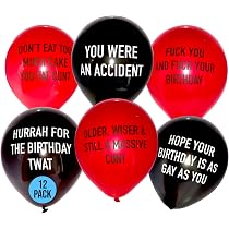 10 Pack Grumpy Rude Offensive Adult Humour Birthday Balloons – Latex – Funny Insults