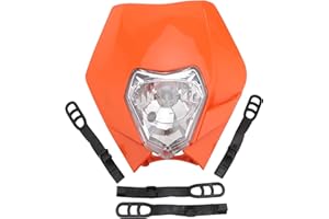 GOOFIT S2 12V 35W Head Lamp Light Fairing Motorcycle Halogen Headlight Lndicator Lampshade Replacement For Super moto Dirt Bike Moter Orange