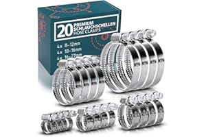 Achterberg Schlauchschellen Set | 20x Stück aus Edelstahl | für Pool Waschmaschine Auto Kfz | Schlauchklemme Schlauchbinder Schlauch Rohr Schelle Schraubschelle Metallschelle