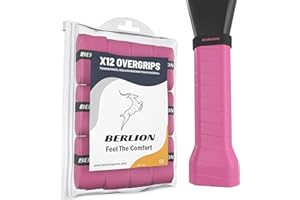 BERLION - 12 Overgrip Padel Pala o Grip Cinta Raqueta Tenis - con Goma o Anillo Protector de Empuñadura Padel Rugoso